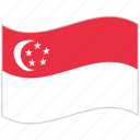 flag, national flag, singapore, singapore flag, waving flag, world flag