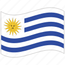 flag, national flag, uruguay, uruguay flag, waving flag, world flag