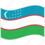 flag, national flag, uzbekistan, uzbekistan flag, waving flag, world flag 