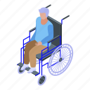 alzheimers, cartoon, disease, isometric, man, medical, wheelchair