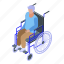 alzheimers, cartoon, disease, isometric, man, medical, wheelchair 