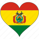 bolivia, flag, heart, south america, country, love
