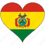 bolivia, flag, heart, south america, country, love 