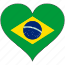 brazil, flag, heart, south america, country, love