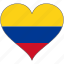 colombia, flag, heart, south america, country 