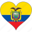 ecuador, flag, heart, south america, country 