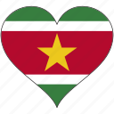 flag, heart, south america, suriname, country