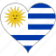 flag, heart, south america, uruguay, country 