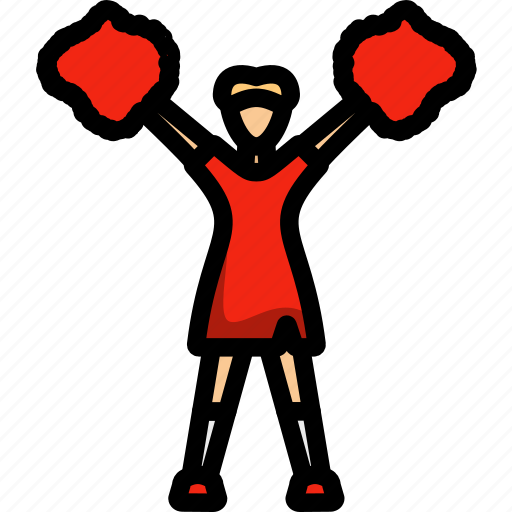 Line, outline, american, girl, cheerleader, football icon - Download on Iconfinder