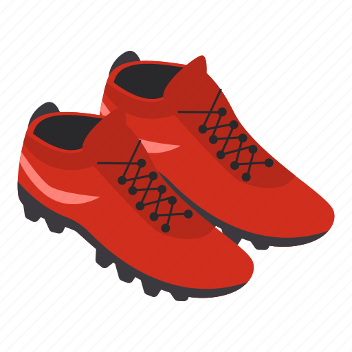 Cartoon, fashion, football, golf, isometric, red, shoes icon - Download on Iconfinder