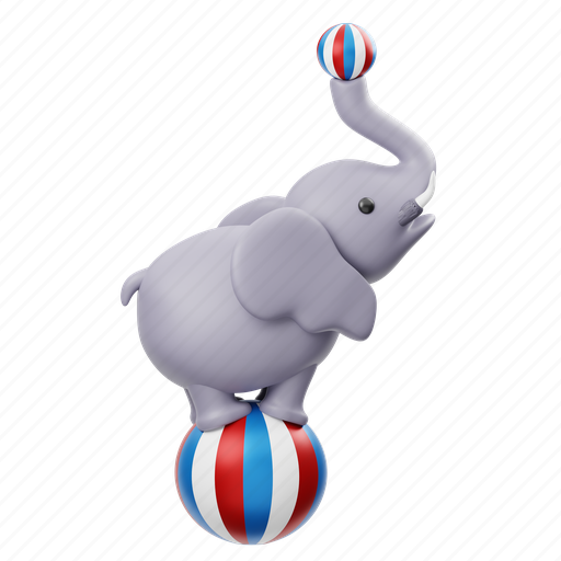 Elephant, playing, ball, attraction, carnival, circus, animal 3D illustration - Download on Iconfinder