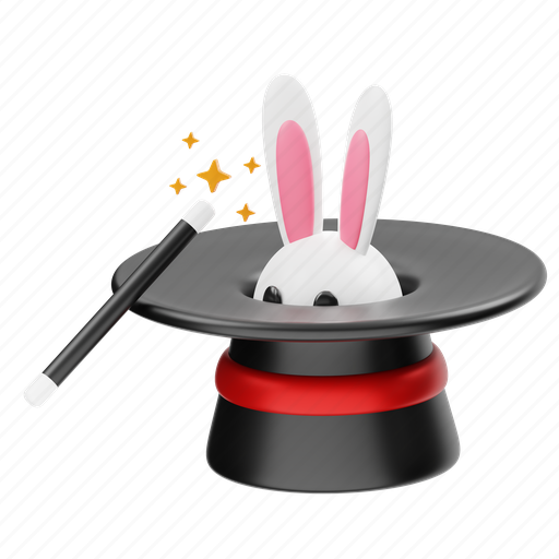 Magic, hat, magician, magic hat, rabbit, fun, entertainment 3D illustration - Download on Iconfinder