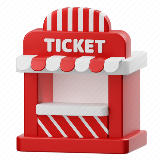 Ticket, booth 3D illustration - Download on Iconfinder