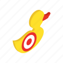 bullseye, duck, gallery, hunting, isometric, red, target 