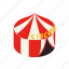 carnival, circus, entertainment, flag, isometric, tent, vintage 