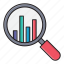search, analytic, graph, magnifier, chart