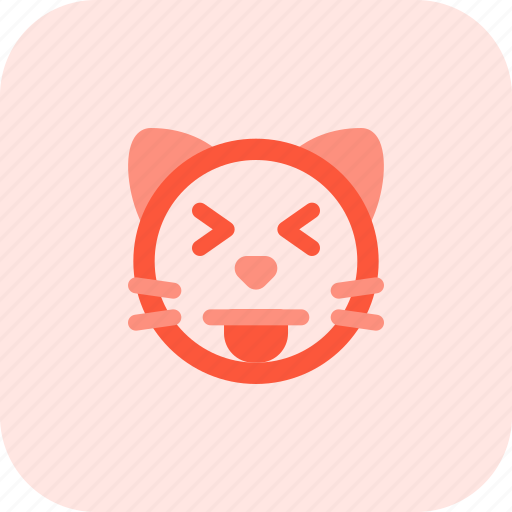 Cat, squinting, eyes, tongue, emoticons, animal icon - Download on Iconfinder