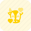 cow, smiling, with, hearts, emoticons, animal
