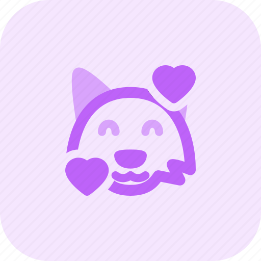 Fox, smiling, with, hearts, emoticons, animal icon - Download on Iconfinder
