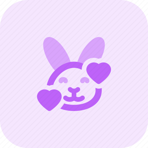 Rabbit, smiling, with, hearts, emoticons, animal icon - Download on Iconfinder