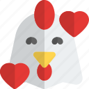 chicken, smiling, with, hearts, emoticons, animal