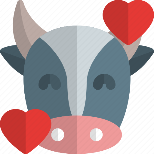 Cow, smiling, with, hearts, emoticons, animal icon - Download on Iconfinder