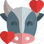 cow, smiling, with, hearts, emoticons, animal 
