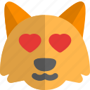 fox, heart, eyes, emoticons, animal
