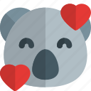 koala, smiling, with, hearts, emoticons, animal