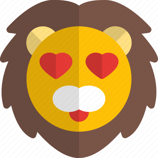 Lion, heart, eyes, emoticons, animal icon - Download on Iconfinder
