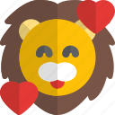 lion, smiling, with, hearts, emoticons, animal