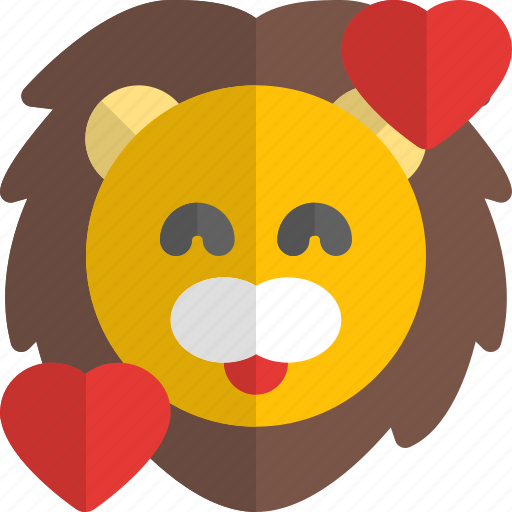 Lion, smiling, with, hearts, emoticons, animal icon - Download on Iconfinder