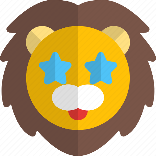 Lion, star, struck, animal, emoticon icon - Download on Iconfinder