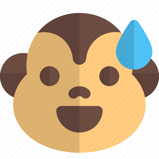 Monkey, grinning, with, sweat, emoticons, animal icon - Download on Iconfinder