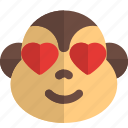 monkey, heart, eyes, emoticons, animal