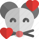 mouse, smiling, with, hearts, emoticons, animal