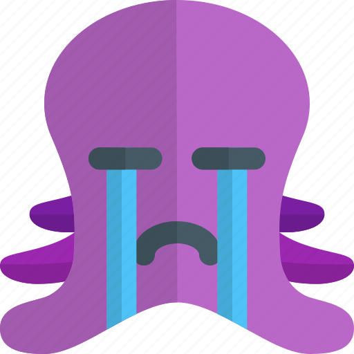 Octopus, crying, emoticons, animal icon - Download on Iconfinder