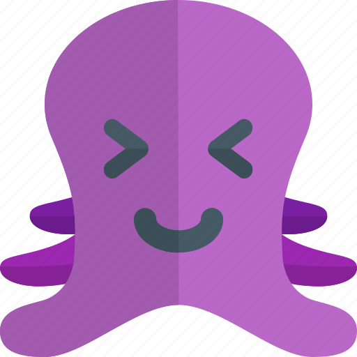 Octopus, grinning, squinting, emoticons, animal icon - Download on Iconfinder