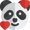panda, smiling, with, hearts, emoticons, animal