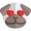 pug, heart, eyes, emoticons, animal 