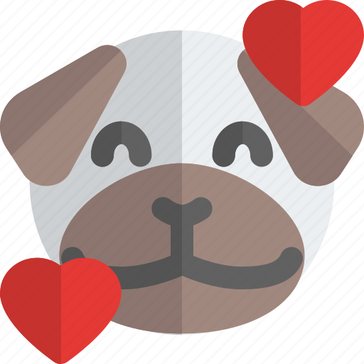 Pug, smiling, with, hearts, emoticons, animal icon - Download on Iconfinder