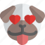 pug, tongue, heart, eyes, emoticons, animal 