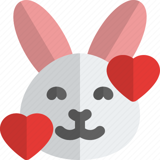 Rabbit, smiling, with, hearts, emoticons, animal icon - Download on Iconfinder
