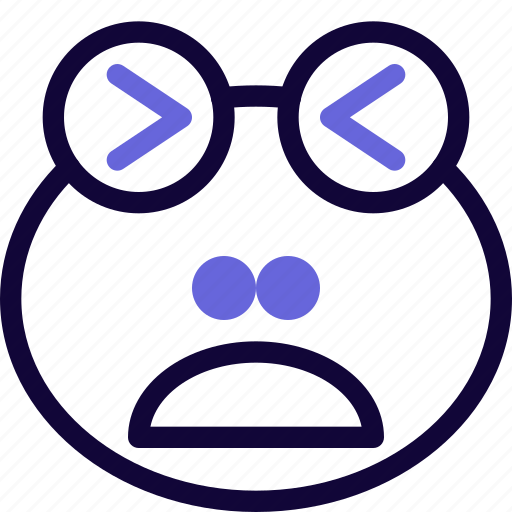 Frog, frowning, squinting, animal, emoticons icon - Download on Iconfinder