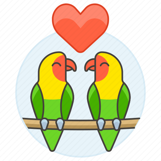 Animal, birds, branch, fauna, heart, love, parrots icon - Download on Iconfinder