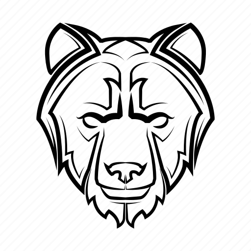 Animal, head, face, line art, front view, bear, grizzly icon - Download on Iconfinder