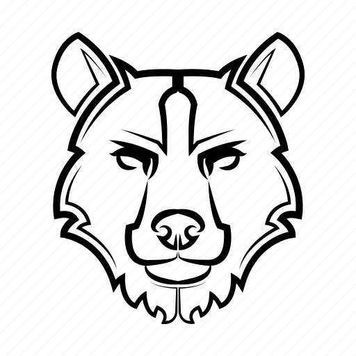 Animal, head, face, line art, front view, grizzly, bear icon - Download on Iconfinder
