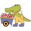 crocodile, flower, cart, animal, ecommerce, shopping, nature, floral, cute 