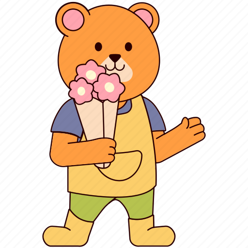 Bear, flowers, holding flower, bouquet, nature, cute, flower icon - Download on Iconfinder