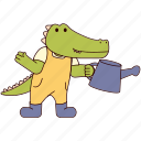 crocodile, plant, garden, agriculture, watering cans, gardening, animal, farm
